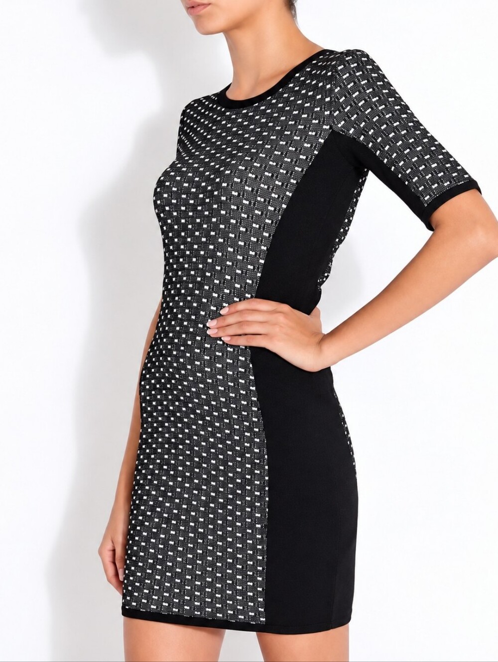 Rag & Bone Ingrid Black White Geometric Knit Bodycon Mini Dress Medium